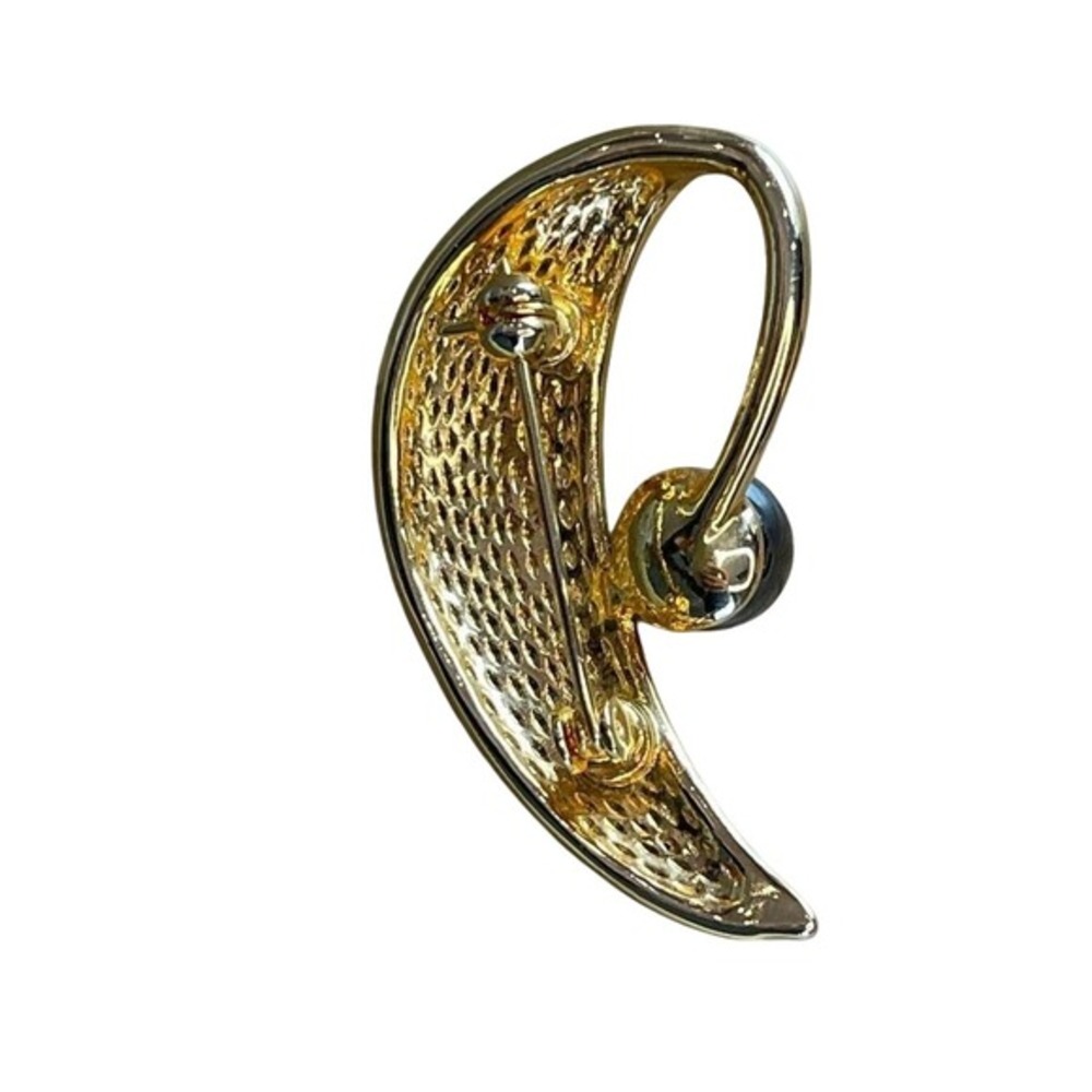 Vintage‎ Art Deco Gold Tone Faux Black Pearl Rhinestone Brooch from Unbranded - Picture 4 of 10